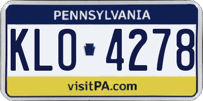 PA license plate KLO4278