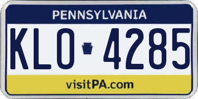 PA license plate KLO4285