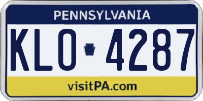 PA license plate KLO4287