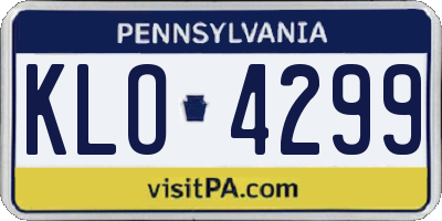 PA license plate KLO4299