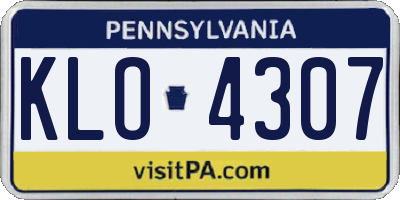 PA license plate KLO4307