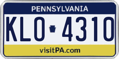 PA license plate KLO4310