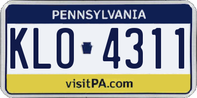PA license plate KLO4311