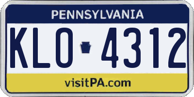 PA license plate KLO4312