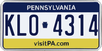 PA license plate KLO4314