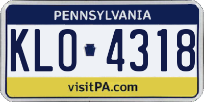 PA license plate KLO4318