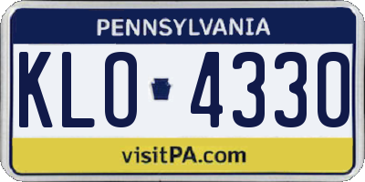 PA license plate KLO4330