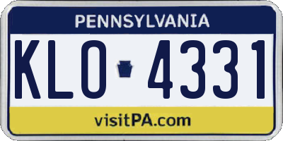 PA license plate KLO4331