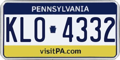 PA license plate KLO4332
