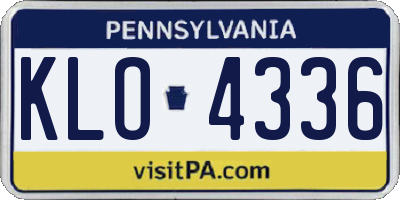 PA license plate KLO4336