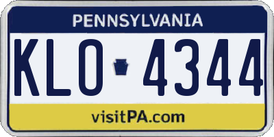 PA license plate KLO4344