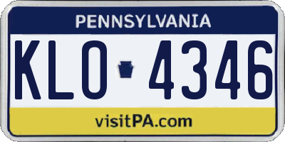 PA license plate KLO4346