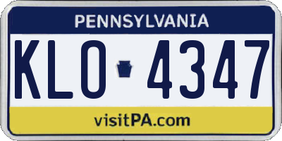PA license plate KLO4347