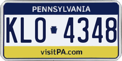 PA license plate KLO4348