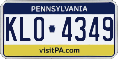 PA license plate KLO4349