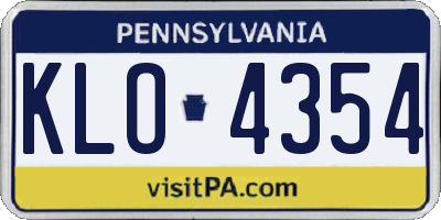 PA license plate KLO4354