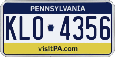 PA license plate KLO4356