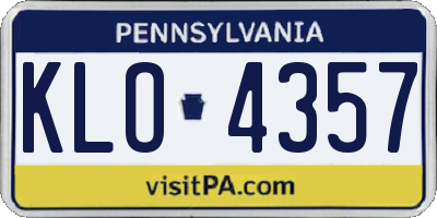 PA license plate KLO4357