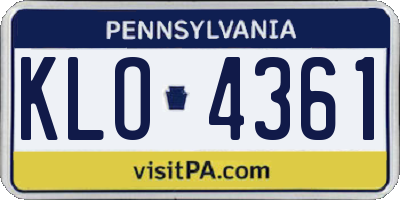 PA license plate KLO4361