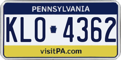 PA license plate KLO4362