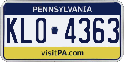 PA license plate KLO4363