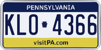 PA license plate KLO4366