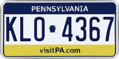 PA license plate KLO4367