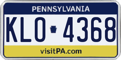 PA license plate KLO4368