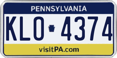 PA license plate KLO4374