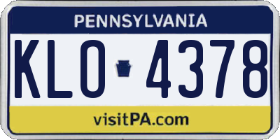 PA license plate KLO4378