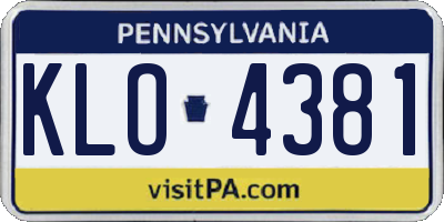 PA license plate KLO4381