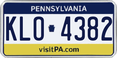 PA license plate KLO4382