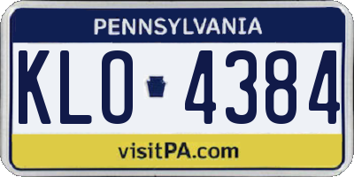PA license plate KLO4384