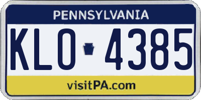 PA license plate KLO4385
