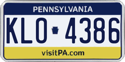 PA license plate KLO4386
