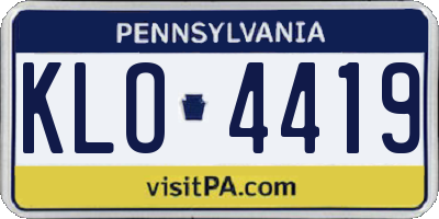 PA license plate KLO4419