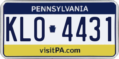 PA license plate KLO4431