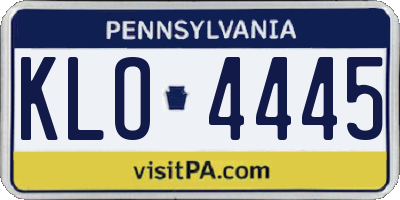 PA license plate KLO4445