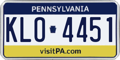 PA license plate KLO4451