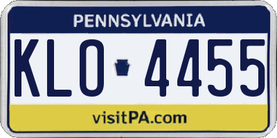 PA license plate KLO4455