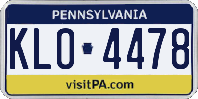 PA license plate KLO4478