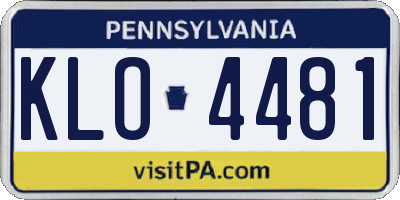 PA license plate KLO4481