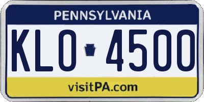 PA license plate KLO4500