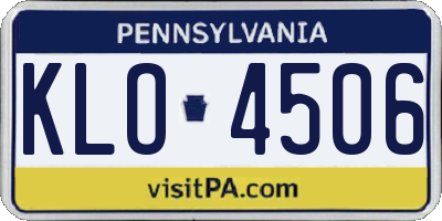 PA license plate KLO4506