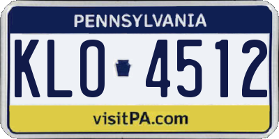 PA license plate KLO4512