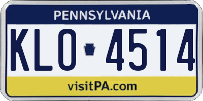 PA license plate KLO4514