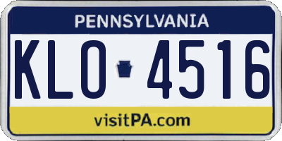 PA license plate KLO4516