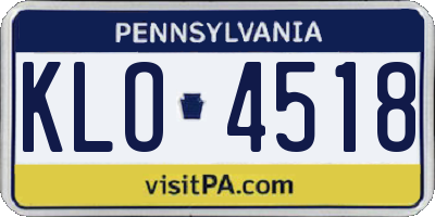 PA license plate KLO4518