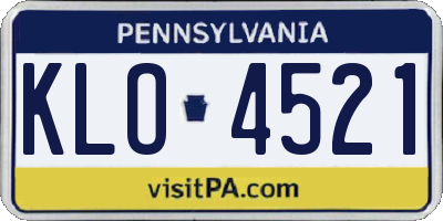 PA license plate KLO4521