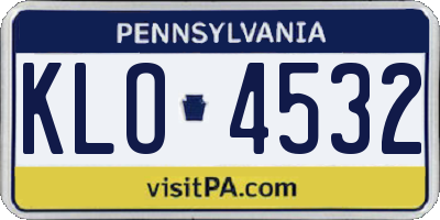 PA license plate KLO4532